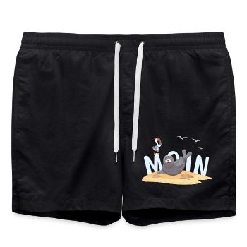 Moin Seal Seagull Beach - Swim Trunks - black - Front - AI Model Male 185 light (185cm)