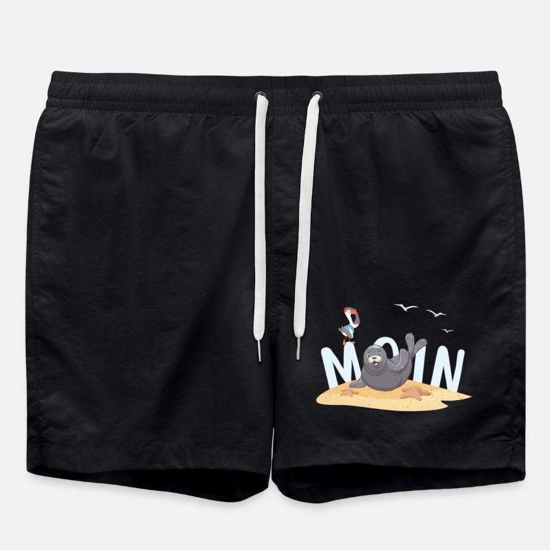 Moin Robbe Möwe Strand - Badeshorts - Schwarz