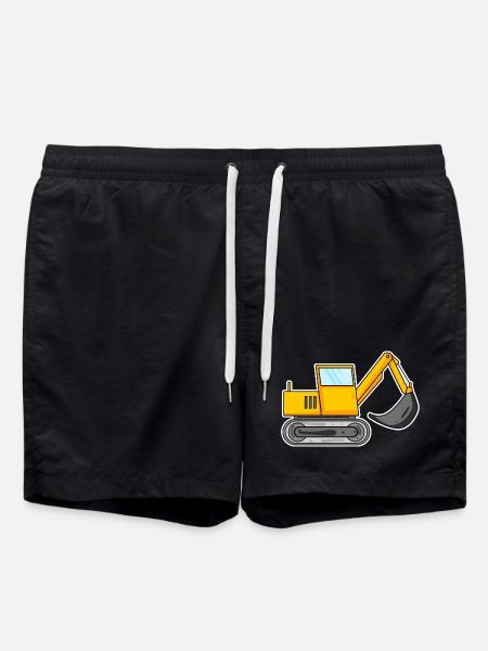 Bagger Baustelle Baggerfahrer - Badeshorts - Schwarz