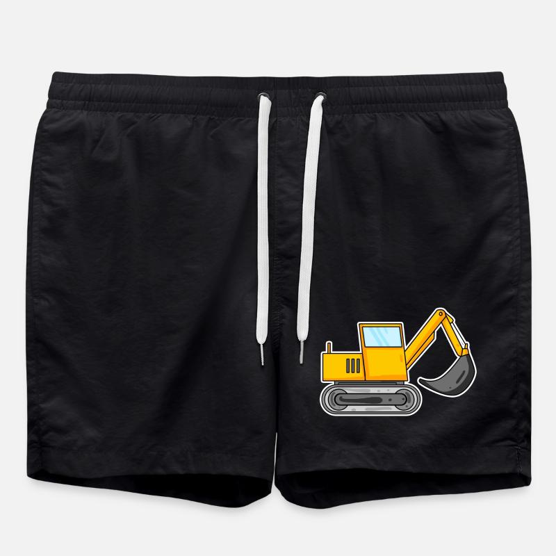 Bagger Baustelle Baggerfahrer - Badeshorts - Schwarz