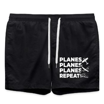 Airplanes - Swim Trunks - black - Front - AI Model Male 185 light (185cm)