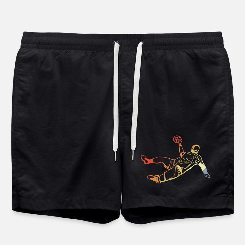 Retro Handball Player - Swim Trunks - black