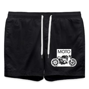 Moto Graphic Garage Custom Workshop Motard Moto - Short de bain - noir - Devant - AI Model Male 185 light (185cm)