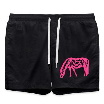 Cheval rose rose - Short de bain - noir - Devant - AI Model Male 185 light (185cm)