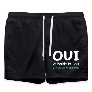 Je mange de tout sinon je m'ennuie Humour - Short de bain - noir - Devant - AI Model Male 185 light (185cm)