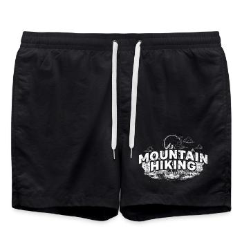 Mountain Hiking Vintage Badge Graphic - Swim Trunks - black - Front - AI Model Male 185 light (185cm)