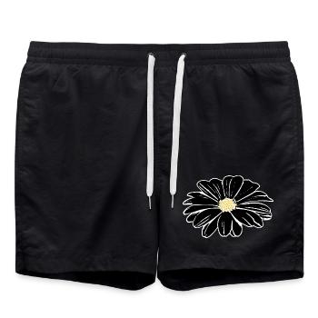 Flower, Black, Flowers, Black, Blossom - Swim Trunks - black - Front - AI Model Male 185 light (185cm)