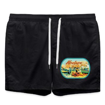 Fischerstrand von Albufeira, Praia dos Pescadores - Badeshorts - Schwarz - Vorne - AI Model Male 185 light (185cm)