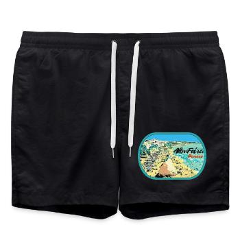 Illustration Plage du Peneco, Albufeira, Algarve - Short de bain - noir - Devant - AI Model Male 185 light (185cm)