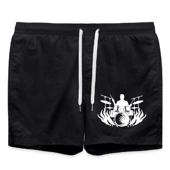 Dessin du batteur - Short de bain - noir - Devant - AI Model Male 185 light (185cm)