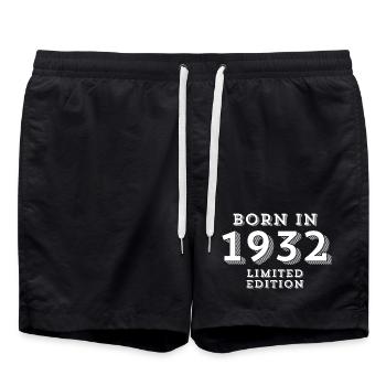 1932, Geburtsjahr, Geburtsdatum - Badeshorts - Schwarz - Vorne - AI Model Male 185 light (185cm)