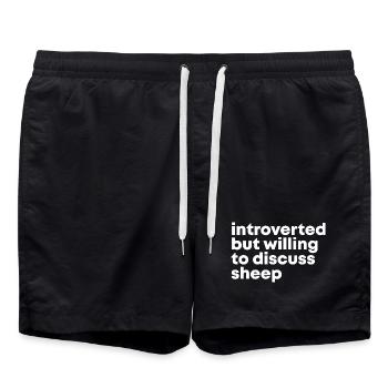 Schaf - Badeshorts - Schwarz - Vorne - AI Model Male 185 light (185cm)