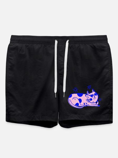 Stylish Cat – Relaxed Retro Vibes - Swim Trunks - black