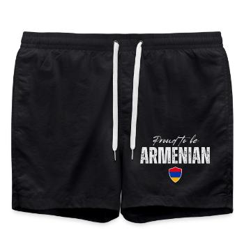 Arménien fier, j’adore l’Arménie - Short de bain - noir - Devant - AI Model Male 185 light (185cm)