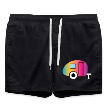 Caravan Wohnwagen Farbverlauf Camping Camper Fan - Badeshorts - Schwarz - Vorne - AI Model Male 185 light (185cm)