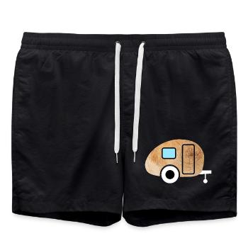 Caravan Caravan Wood Grain Nature Camping Fan - Swim Trunks - black - Front - AI Model Male 185 light (185cm)