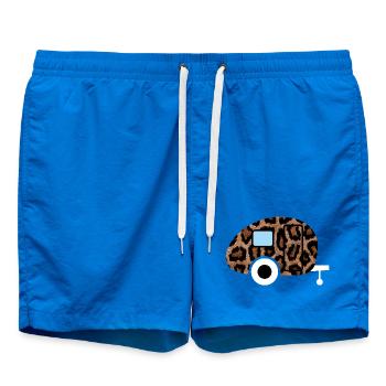 Caravan Wohnwagen Leopard Leolook Camping Retro - Badeshorts - Cobalt blue - Vorne