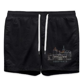 Gernsbach, Dessin du château d’Eberstein Forêt-Noire - Short de bain - noir - Devant - AI Model Male 185 light (185cm)