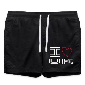 Pixelated Heart Love Design - Swim Trunks - black - Front - AI Model Male 185 light (185cm)