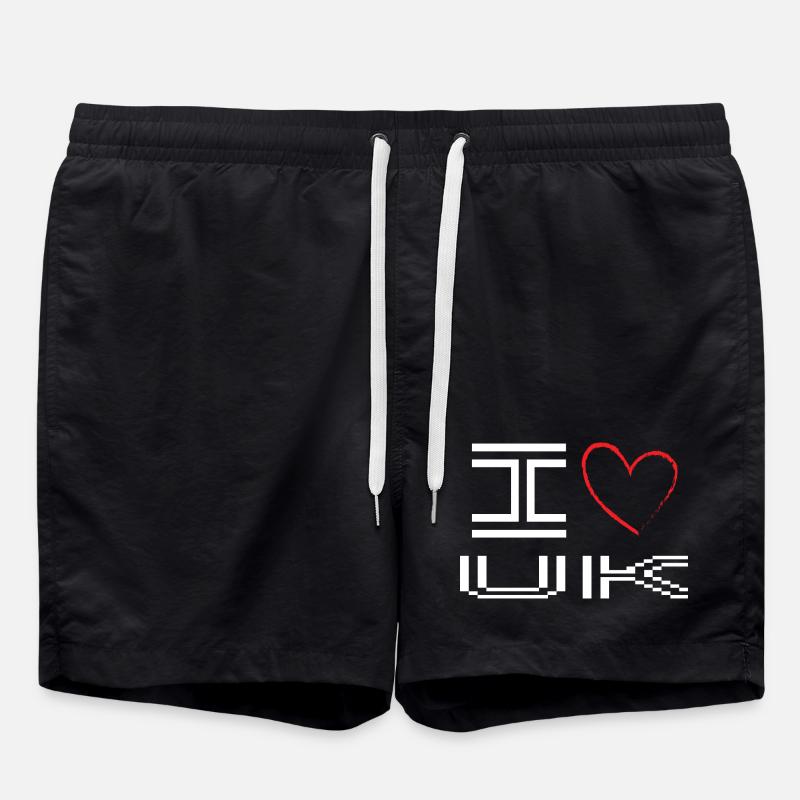 Verpixeltes Herz Liebe Design - Badeshorts - Schwarz