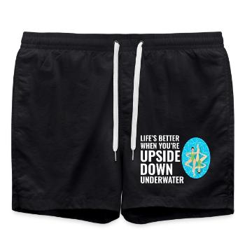 Life’s Better Upside Down Underwater Swimming - Swim Trunks - black - Front - AI Model Male 185 light (185cm)