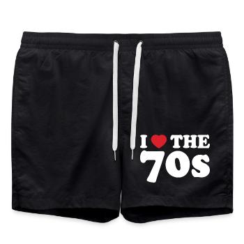 Love of the 70s - Swim Trunks - black - Front - AI Model Male 185 light (185cm)