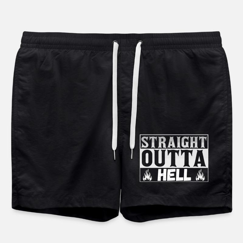 Straight Outta Hell Design - Badeshorts - Schwarz