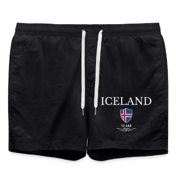Icelandic pride, minimalist sleek design - Swim Trunks - black - Front - AI Model Male 185 light (185cm)