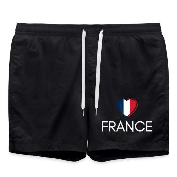 Cœur avec drapeau français, fierté française - Short de bain - noir - Devant - AI Model Male 185 light (185cm)