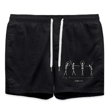 Les os desséchés reprennent vie – Ézéchiel 37:5 - Short de bain - noir - Devant - AI Model Male 185 light (185cm)