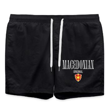 Mazedonisches Original, ich liebe Mazedonien - Badeshorts - Schwarz - Vorne - AI Model Male 185 light (185cm)