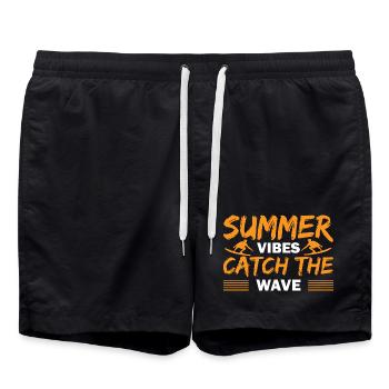 Summer catch the wave - Swim Trunks - black - Front - AI Model Male 185 light (185cm)