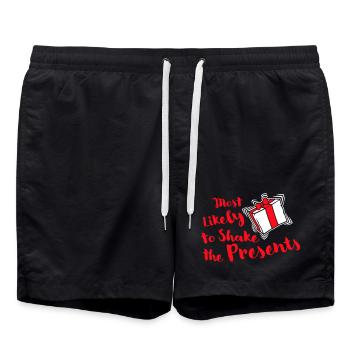 Most Likely to Shake the Presents Christmas Fun - Swim Trunks - black - Front - AI Model Male 185 light (185cm)