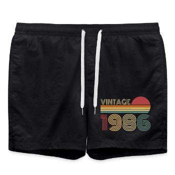 Vintage 1986 Jahrgang Retro Geburtstag Geschenk - Badeshorts - Schwarz - Vorne - AI Model Male 185 light (185cm)