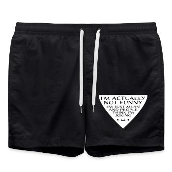 Not Funny Just Mean And People Think I'm Joking - Swim Trunks - black - Front - AI Model Male 185 light (185cm)