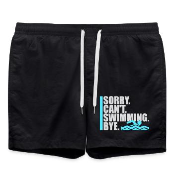 Sorry Can't Swimming Bye Schwimmer Ausrede Humor - Badeshorts - Schwarz - Vorne - AI Model Male 185 light (185cm)