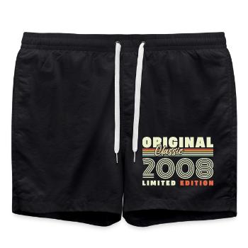2008 Vintage Rétro Cadeau d’anniversaire - Short de bain - noir - Devant - AI Model Male 185 light (185cm)
