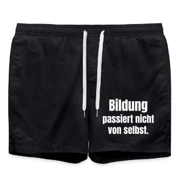 Bildung passiert nicht von selbst - Badeshorts - Schwarz - Vorne - AI Model Male 185 light (185cm)