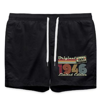 Original 1946 Jahrgang Vintage Geburtstag Retro - Badeshorts - Schwarz - Vorne - AI Model Male 185 light (185cm)