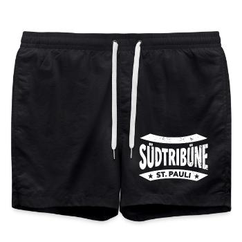 St. Pauli Stadion Fan Hoodie, Socken, Tasse, Cap - Badeshorts - Schwarz - Vorne - AI Model Male 185 light (185cm)