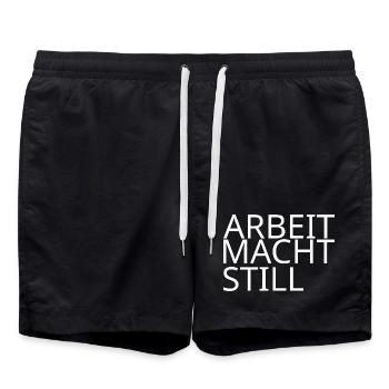 Work Makes You Still – Work Shirt - Swim Trunks - black - Front - AI Model Male 185 light (185cm)
