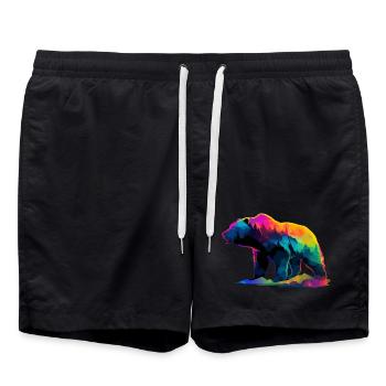 Bear In The Mountains  - Swim Trunks - black - Front - AI Model Male 185 light (185cm)
