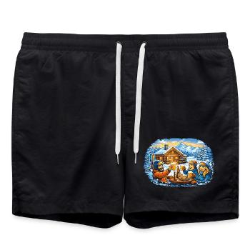 Après ski hut – winter holiday with friends - Swim Trunks - black - Front - AI Model Male 185 light (185cm)