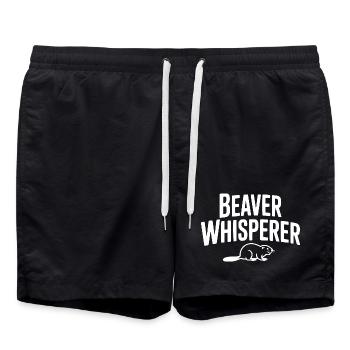 Castor qui murmure à l’oreille - Short de bain - noir - Devant - AI Model Male 185 light (185cm)