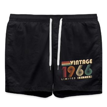 Vintage 1966 Jahrgang Geburtstagsgeschenk - Badeshorts - Schwarz - Vorne - AI Model Male 185 light (185cm)