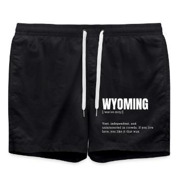 Wyoming Bold Terrain Typography - Swim Trunks - black - Front - AI Model Male 185 light (185cm)