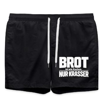 Bread is like cake. Only crasser - Swim Trunks - black - Front - AI Model Male 185 light (185cm)