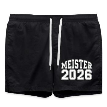 Meister 2026 Logo - Badeshorts - Schwarz - Vorne - AI Model Male 185 light (185cm)