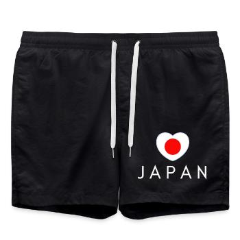Cœur du drapeau du Japon, j’aime le Japon - Short de bain - noir - Devant - AI Model Male 185 light (185cm)