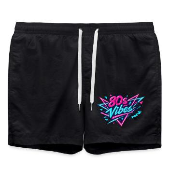 80s Vibes Neon Retro - Badeshorts - Schwarz - Vorne - AI Model Male 185 light (185cm)